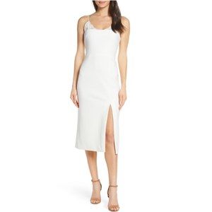 Finders Keepers Kobie Lace Slit Midi Dress White